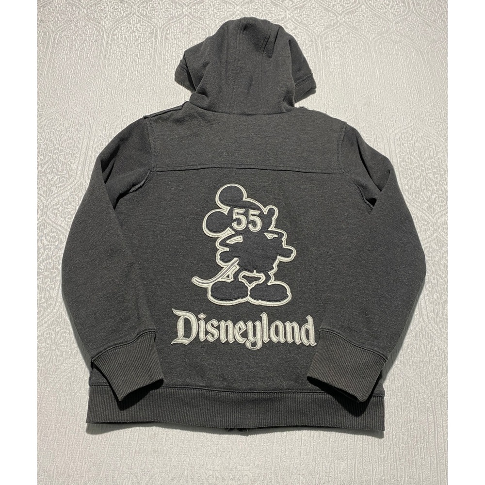 Disney Parks Disneyland 55 Mickey Mouse Sherpa Lined Zip Hoodie Gray Womens M